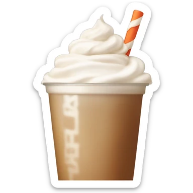 Clear tumblr cup with light brown drink, ice, and whip cream on top sticker