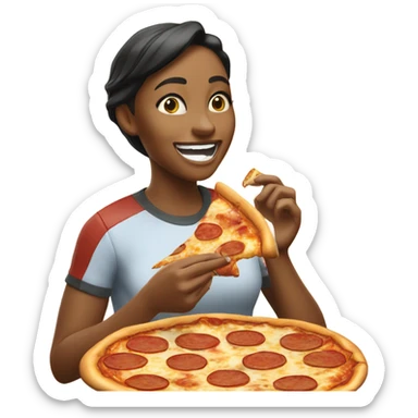 Chicken bacon ranch pizza being eaten by a girl sticker