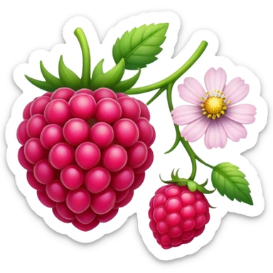 An app logo with raspberry and cosmos sticker