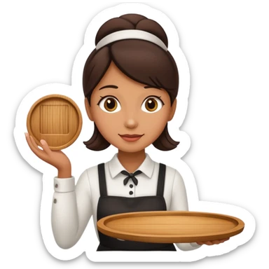 Cafe waiter woman with tray sticker