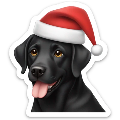 black labrador wearing a santa hat sticker