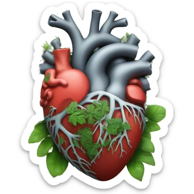 anatomical heart overgrown with plants sticker