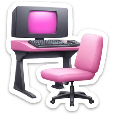 Pink kawaii gaming computer with pink gaming chair  sticker