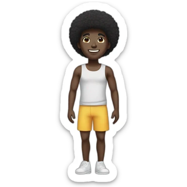 full body black afro guy with headband sticker