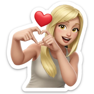 blonde girl making heart hands sticker