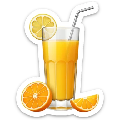 glass of orange juice with lemon on side  sticker