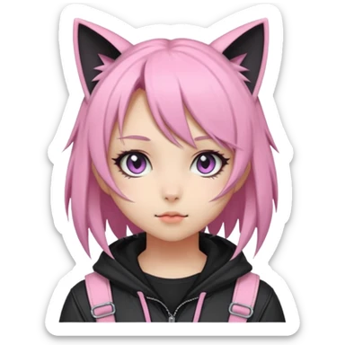 Edgy Kawaii Cute Cool Pastel Cartoon Beautiful Elegant Pretty Anime Punk Techwear Gothic Catgirl sticker