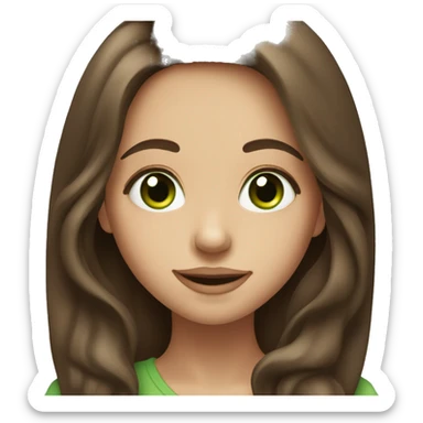 girl with green eyes and long brown hair with big lips and smile sticker