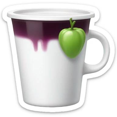 White cup with grap juice sticker