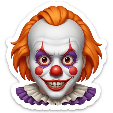 The clown from the movie IT With orange hair sticker