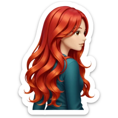 back view of long red hair sticker