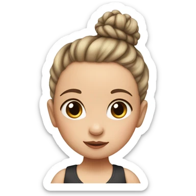 Baby girl with her hair tied up in a bun and she has white skin sticker