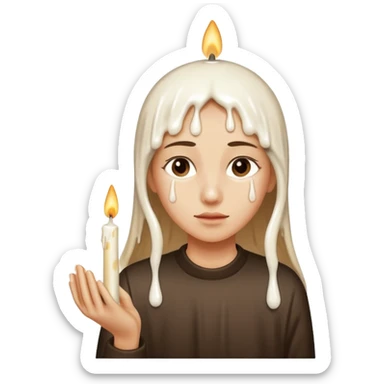 Thin and long Leaning Candle dripping wax as if someone is holding it sticker