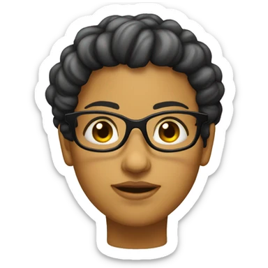 Chica con pelo suelto negro y lentes linda  sticker