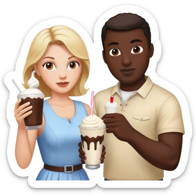 White woman throwing milkshake at black man sticker