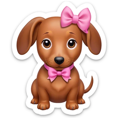 Wiener dog with a pink bow sticker