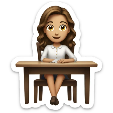 Brown hair Girl dinner at the table sticker