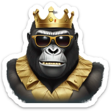 king kong with sunglasses with  lollypop out of his CLOSED mouth sticker