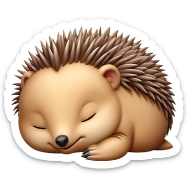 Meme-Worthy Cute Sleeping Echidna Portrait Emoji, Head resting peacefully with a contented smile, showcasing a delightfully compact build and a luxuriously soft spiky fur, eyes shut in a serene, restful nap, Simplified yet hilariously adorable features, highly detailed, glowing with a soft, drowsy light, high shine, relaxed and utterly lovable, stylized with an air of playful laziness, bright and heartwarming, soft glowing outline, capturing the essence of a comically sleepy echidna, so meme‐worthy it feels like it could instantly become the next viral sensation of adorable slumber! sticker
