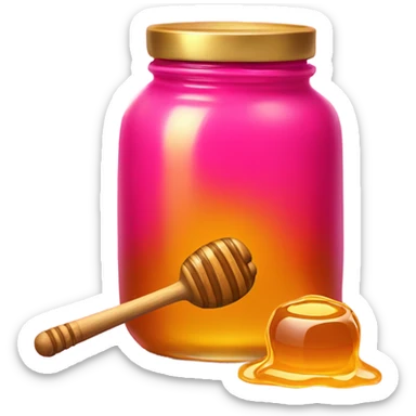 Hot pink jar of honey with wand  sticker