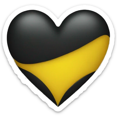 Half black and yellow heart sticker