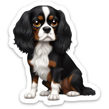 Completely Black cavalier King Charles spaniel sticker