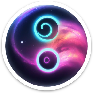 neon galaxy yinyang sticker
