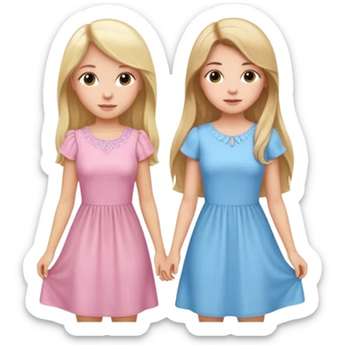 happy pride and predjudice blonde girl in light blue dress and long hair brunette girl in light pink dress sticker