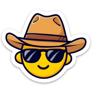 emoji wearing a cowboy hat and sunglasses sticker