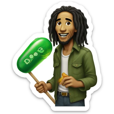 Bob marley with a doobie sticker