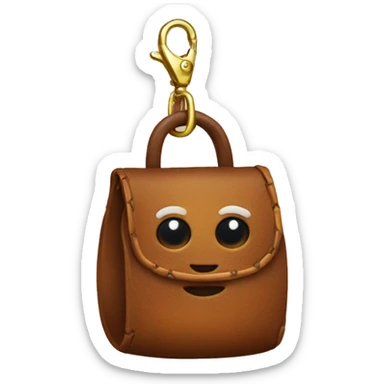 leather bag with brown beads keychain sticker
