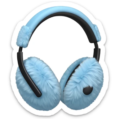 baby blue fluffy earmuffs sticker