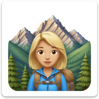girl backpacking, travelling mountains background sticker