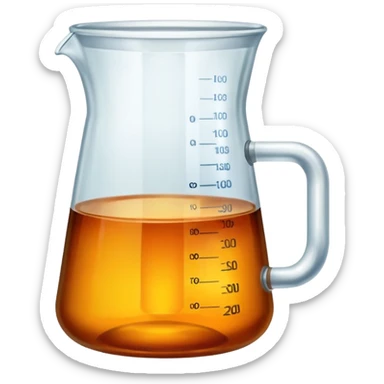 tea in a laboratory measuring cup sticker