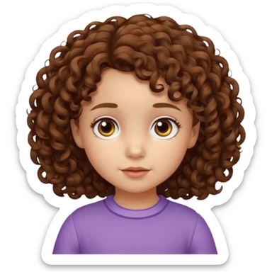 3yr old girl little curly brown hair brown eyes sticker