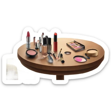 Table with makeup on balcony with beach in the background  sticker