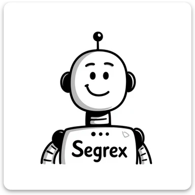 smiling robot head with an elbow sign and the word 'Segrex' sticker
