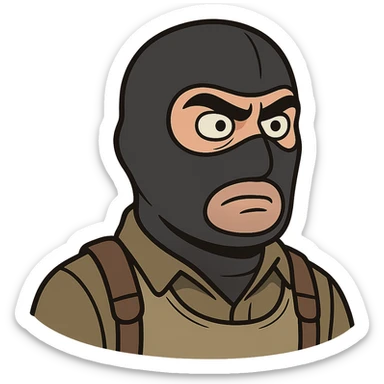 head of a Counter-Strike terrorist character, simplified, cartoon style, neutral background sticker