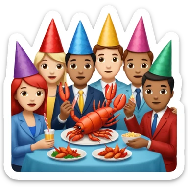 200 people eating lobster at a family party sticker