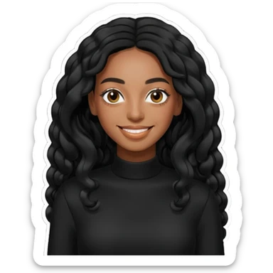 Solange, black long hair, black outfit sticker