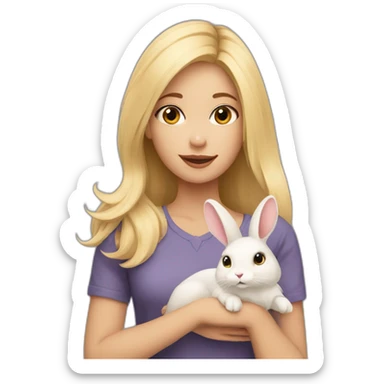 Girl with care blonde with rabbit sticker