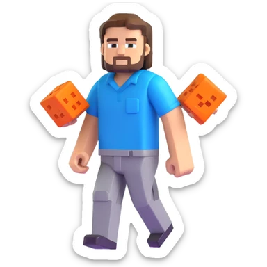 Minecraft character of Jack Black wearing a blue shirt sticker