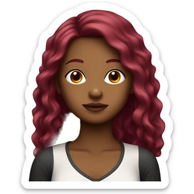 Girl with burgundy long hair sticker