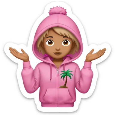 Pink palm puff hoodie  sticker