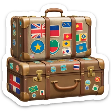 Suitcase with travel stickers from different countries sticker