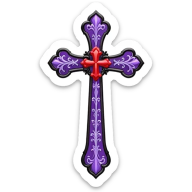 Gothic tall black and red and purple cross with white laces sticker