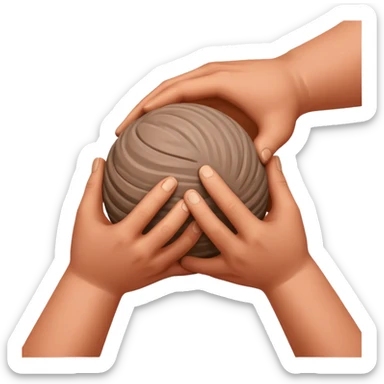 two hands kneading a ball of clay sticker