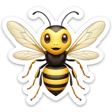 Cinematic Cheeky Wasp Portrait Emoji, Head tilted dramatically with an exaggeratedly shocked expression, featuring a slender, sharply striped body with wide, comically expressive eyes full of playful disbelief and animated, fluttering wings, Simplified yet hilariously expressive features, highly detailed, glowing with a slightly sassy glow, high shine, dramatic yet playful, stylized with an air of cheeky insect mischief, soft glowing outline, capturing the essence of a meme-worthy wasp that looks ready to buzz its way into viral fame! sticker