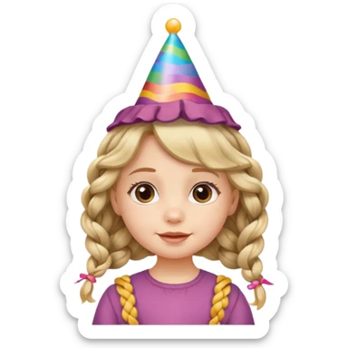 a little girl with wavy braided hair with birthday hat















 sticker