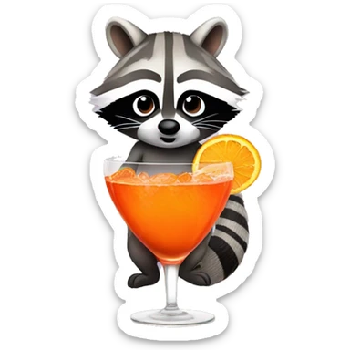 A raccoon drinking aperol spritz sticker